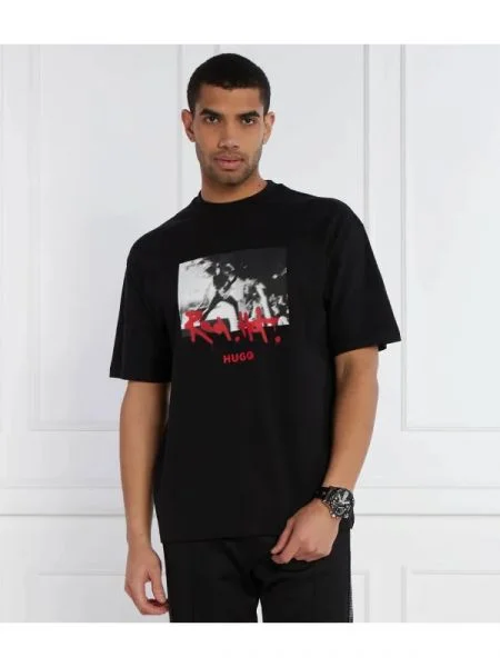 HUGO Tricou Domenade | Oversize fit negru