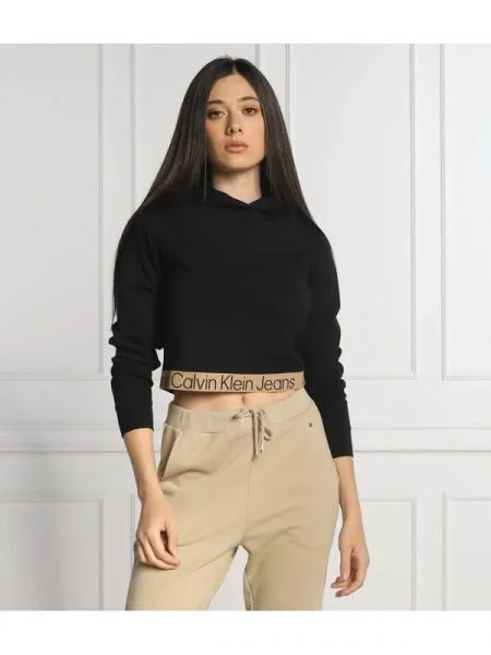 CALVIN KLEIN JEANS Hanorac | Cropped Fit negru