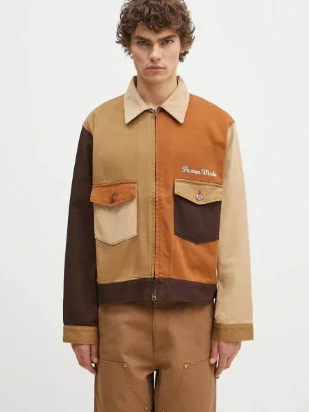 Human Made jachetă de cămașă din Zip-Up Work Jacket de tranzitie maro