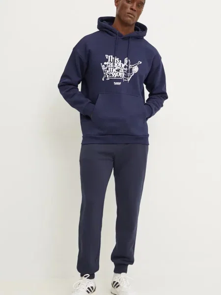 Hummel bluza granatowy z kapturem z nadrukiem