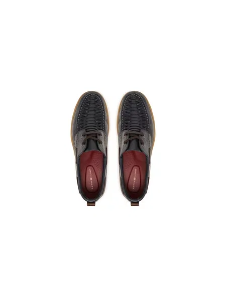 Polobotky Tommy Hilfiger Hilfiger Braided Lth Boat Shoe Tmavomodrá