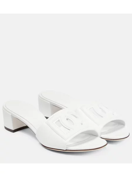Papuci tip mules Dolce&gabbana din piele alb