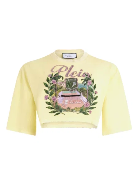 Top Philipp Plein do tenisa o skróconej długości żółty