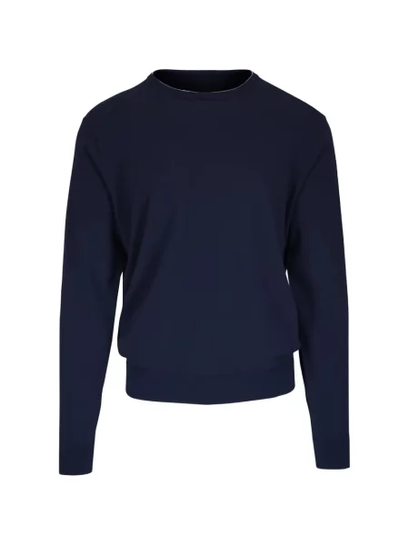 Pulover Peter Millar tricotate cu decolteu rotund albastru