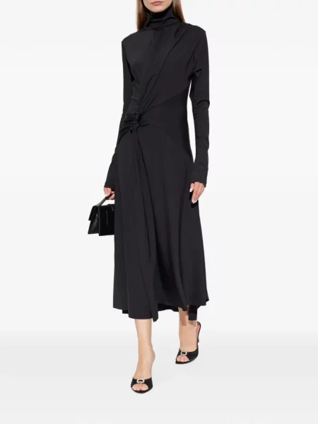 Rochie midi Victoria Beckham asimetrică negru