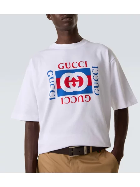 Tricou Gucci din jerseu alb