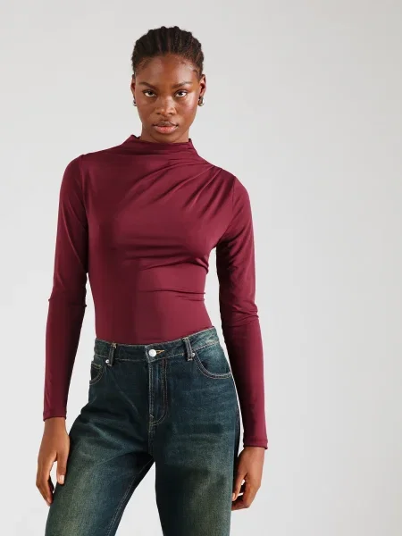 PIECES Tricou PCMADISON vin roșu