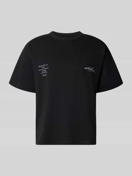 Damski t-shirt o kroju regular fit z obniżoną linią ramion Jack & Jones czarna