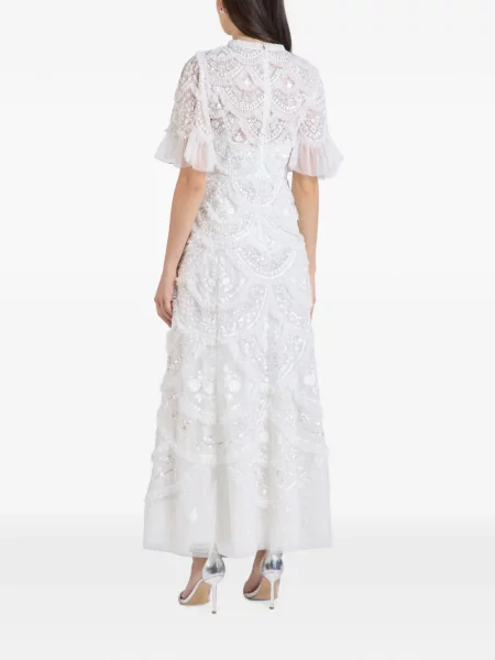 Rochie maxi Needle & Thread cu paiete alb