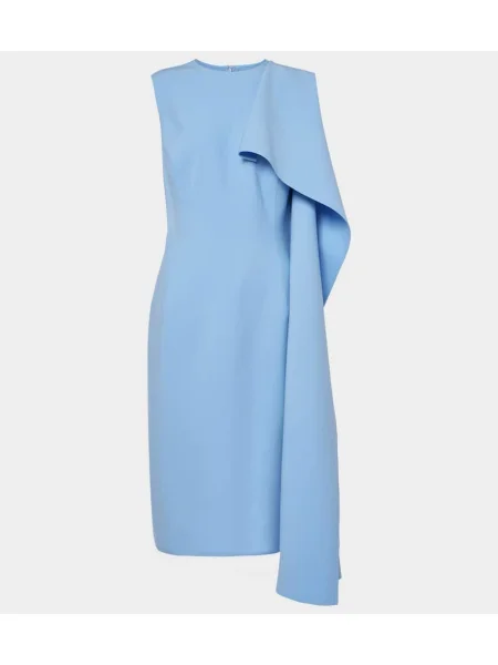 Volnena midi obleka Oscar De La Renta z volani modra