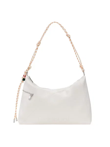 Geanta crossbody Desigual cu autograf alb