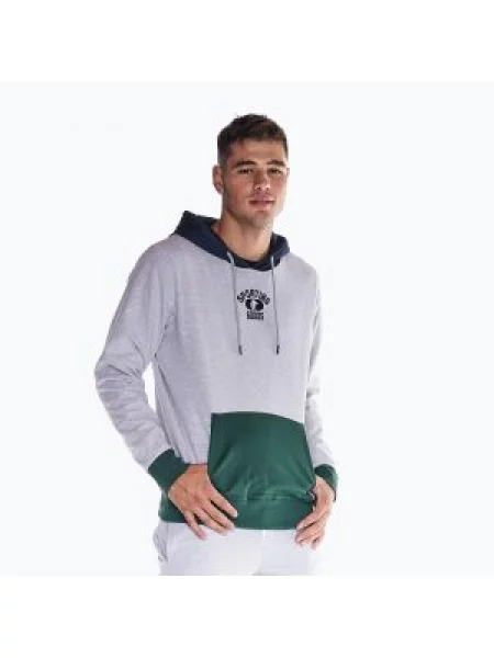 Jasnoszara zielona bluza z kapturem Leone College Tricolor L szara