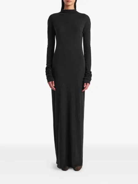 Rochie maxi Khaite lungă de costum gri