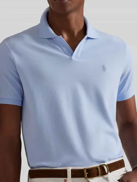 Koszulka polo o kroju slim fit z mieszanki bawełny Polo Ralph Lauren niebieskie