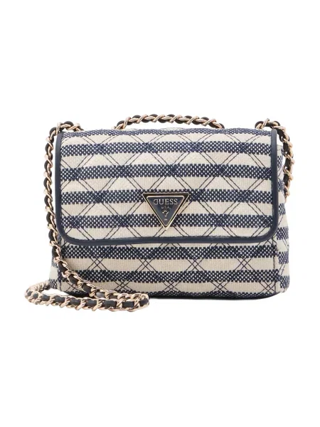GUESS Torba za čez ramo GIULLY II MINI 2 COMP CVTR FLP mornarska / bela modra