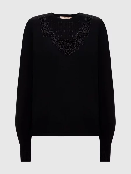 Джемпер з мереживом Twinset чорний
