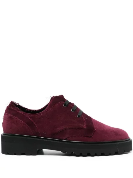 Pantofi derby Yohji Yamamoto cu șireturi de catifea