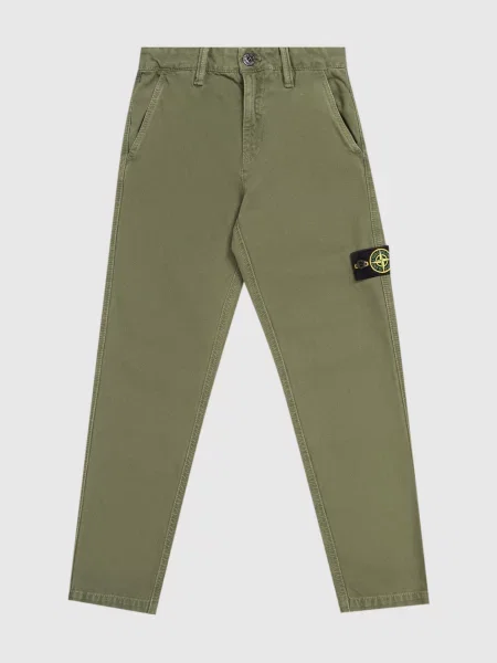 Дитячі штани кольору хакі з патчем логотипа Stone Island
