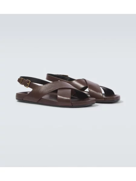 Sandale Saint Laurent din piele maro