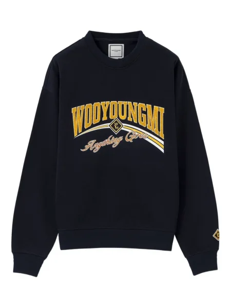 Hanorac crewneck Wooyoungmi cu autograf albastru