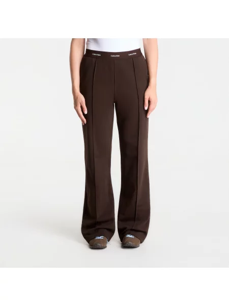 Pantaloni sport Calvin Klein Jeans alergare din material terry cu autograf maro