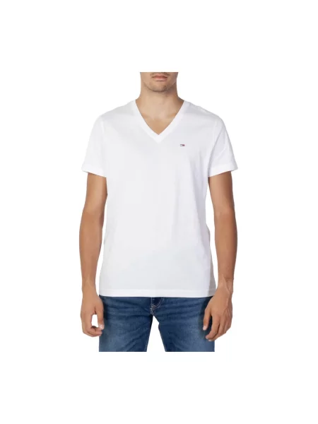 Koszulka Tommy Jeans z dekoltem w serek klasyczna biała