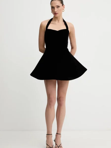 Bardot sukienka mini rozkloszowana czarny