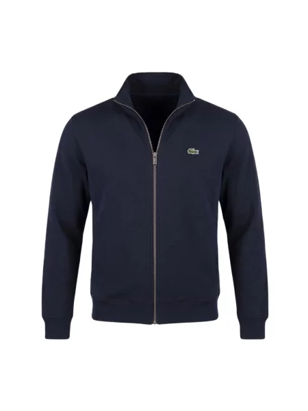 Dzianinowa bluza rozpinana Lacoste dwustronna niebieska