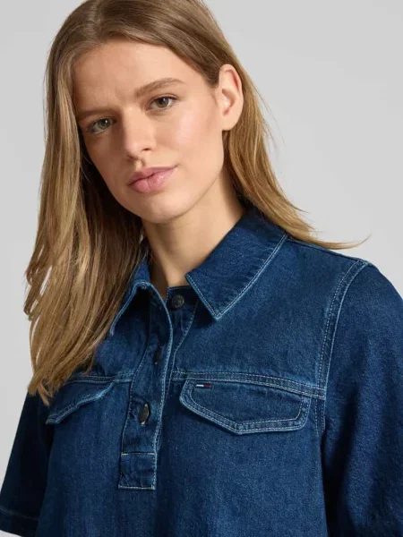 Sukienka jeansowa o linii a z czystej bawełny Tommy Jeans niebieska