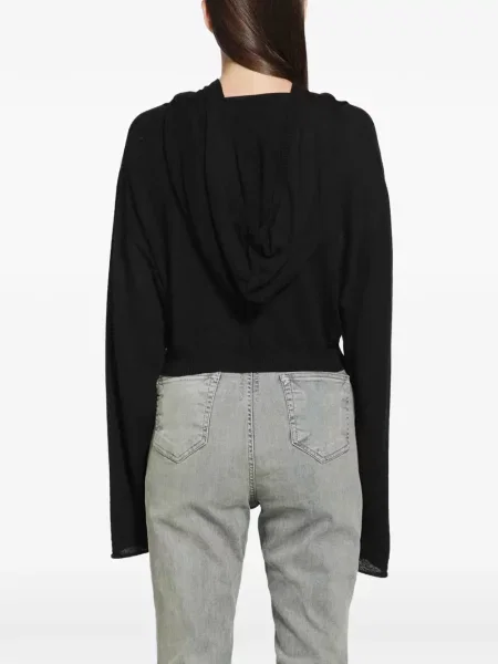 Πλεκτό περικομμένο hoodie Rick Owens μαύρο