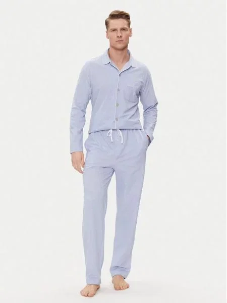 Polo Ralph Lauren Πιτζάμα μακριά γαλάζιο λευκό