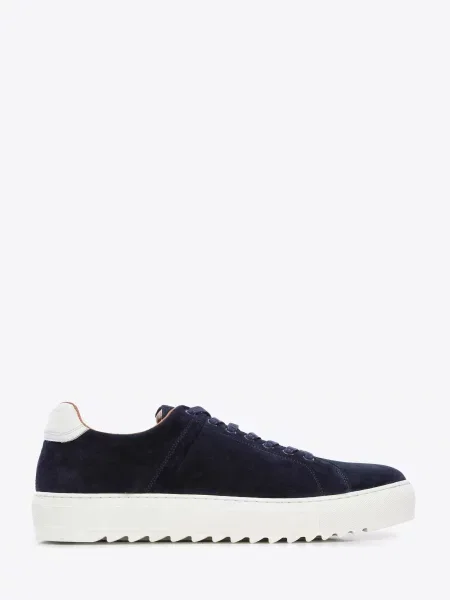 Sneakersy zamszowe na grubej podeszwie granatowe