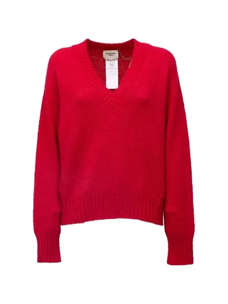 Pulover Weekend Max Mara cu decolteu în V roșu