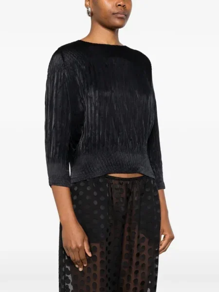Top Issey Miyake plisat negru