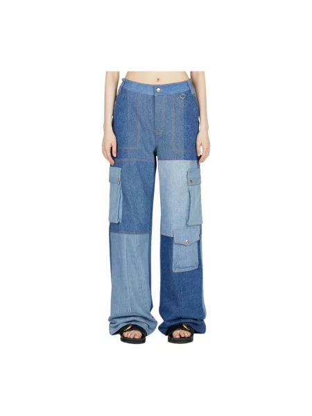 Jeansy Marine Serre z wysoką talią niebieskie