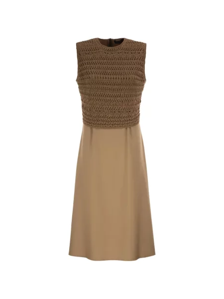 Rochie midi Fabiana Filippi fără mâneci maro