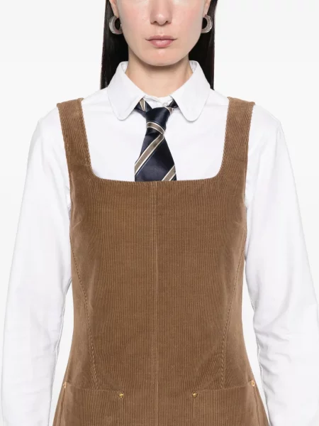 Rochie midi Thom Browne de catifea cord până la genunchi de costum