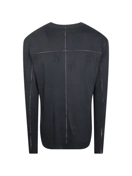 Lung tricou Thom Krom zdrențuiți negru