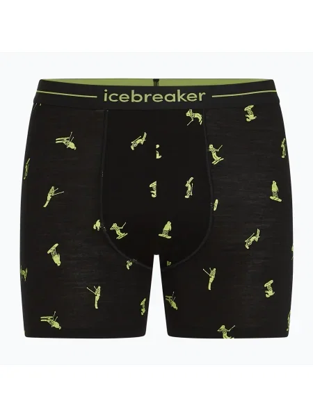 Boxeri termici pentru bărbați icebreaker Anatomica Snow Day negru/peridot/aop negru