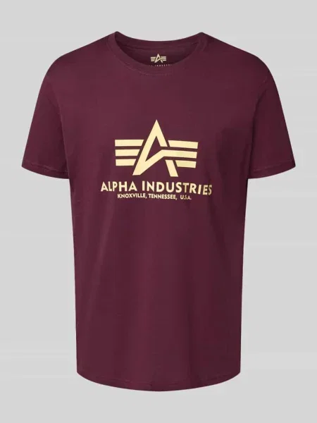 T-shirt z nadrukiem z logo Alpha Industries bordowa