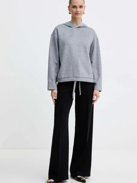 Кофта з додаванням вовни Weekend Max Mara OSCURI з капюшоном однотонна сірий