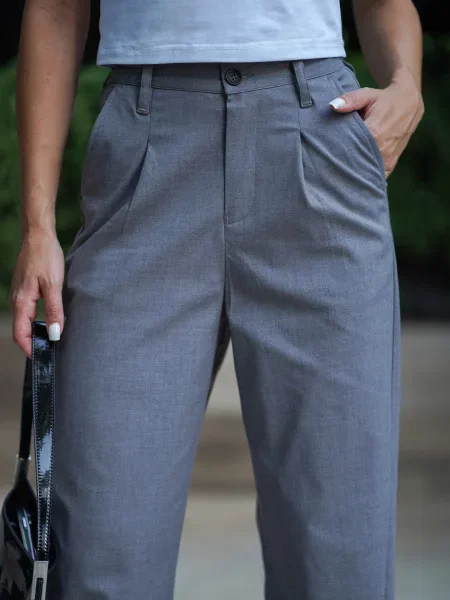Штани палаццо TeamV віскоза/поліестер сірий