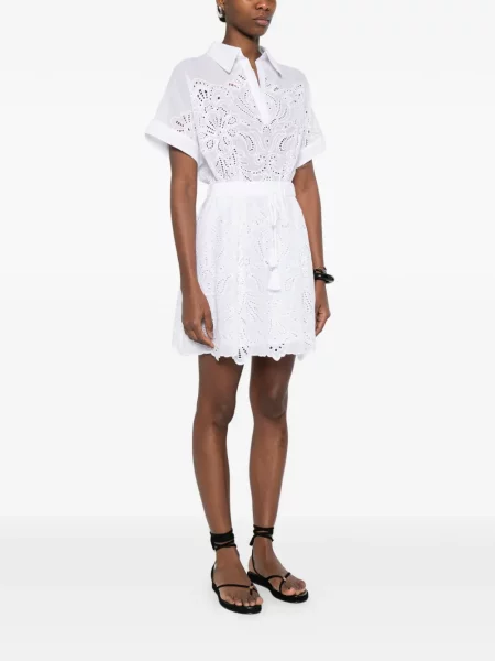 Sznurek ściągający sukienka Ermanno Firenze garniturowa biała