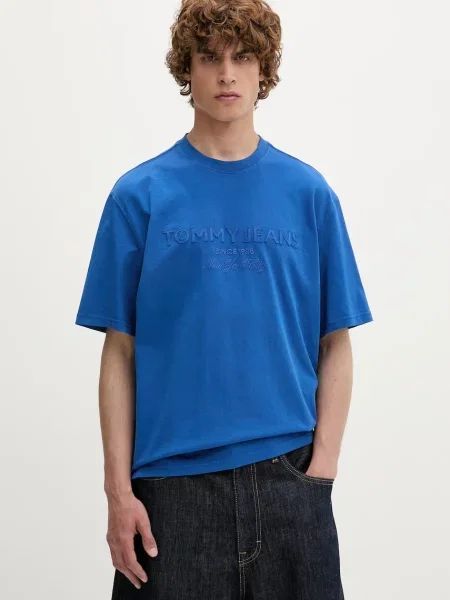 Tommy Jeans basic majica kratkih rukava za muškarce od pamuka plava