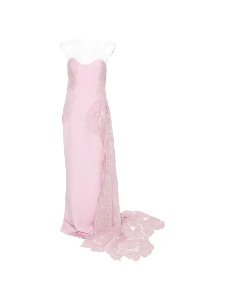 Rochie maxi Jean-louis Sabaji cu broderie din tul roz