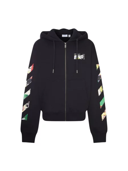 Bluza z kapturem Off-white z kapturem z logo biała