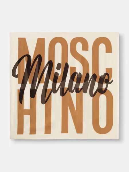 Fular Moschino de mătase bej
