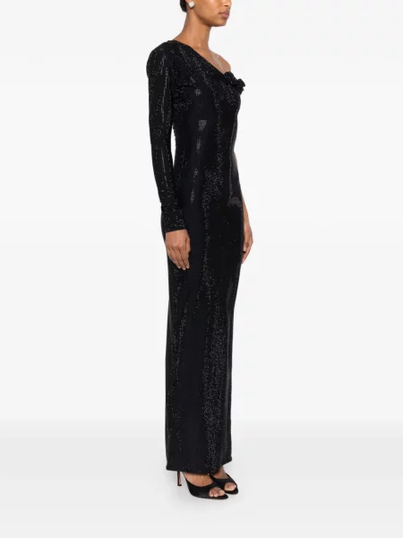 Rochie Miron cu model floral cu un umăr gol negru
