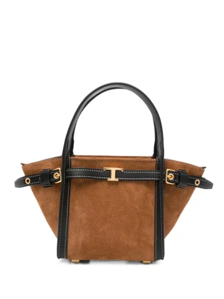 Geantă shopper Tod's din piele de căprioară maro