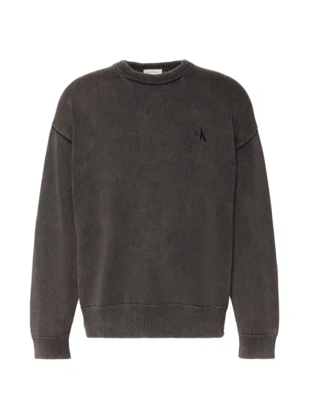 Pulover Calvin Klein cu broderie cu decolteu rotund maro
